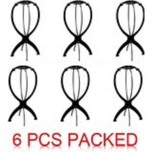 6 pack of black portable wig stands